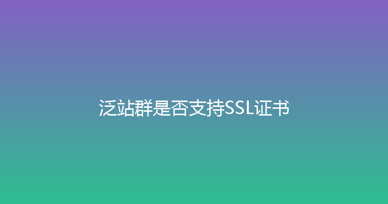 泛站群是否支持SSL证书 封面图