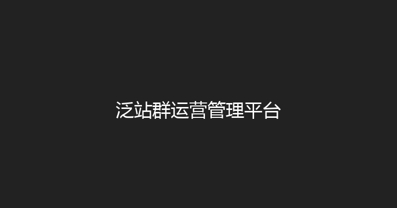 泛站群运营管理平台 封面图