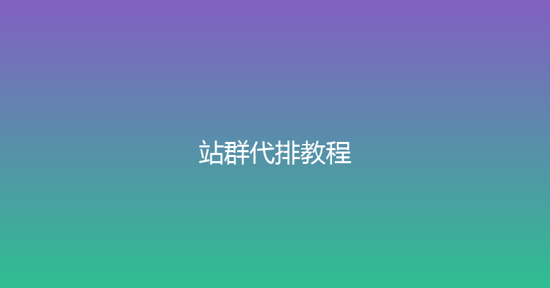 站群代排教程 封面图