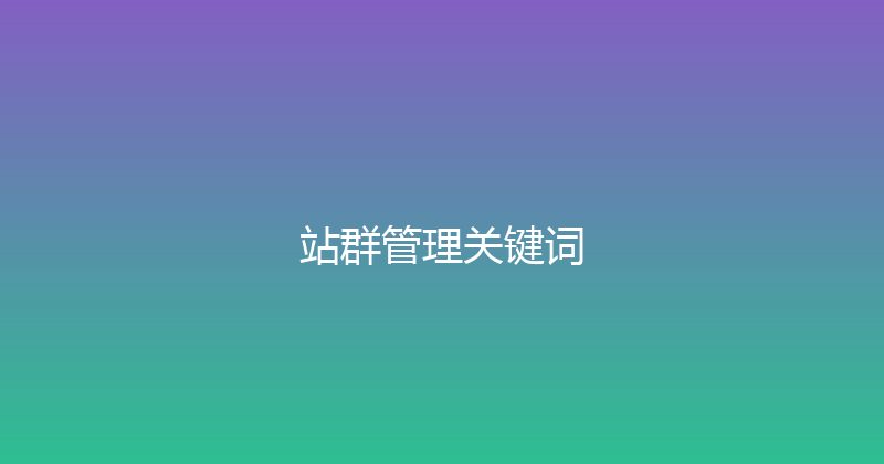 站群管理关键词 封面图