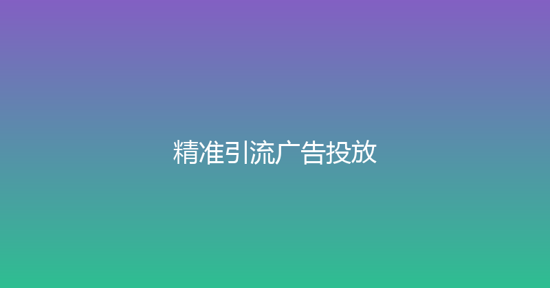 精准引流广告投放 封面图