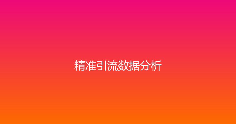 精准引流数据分析 封面图