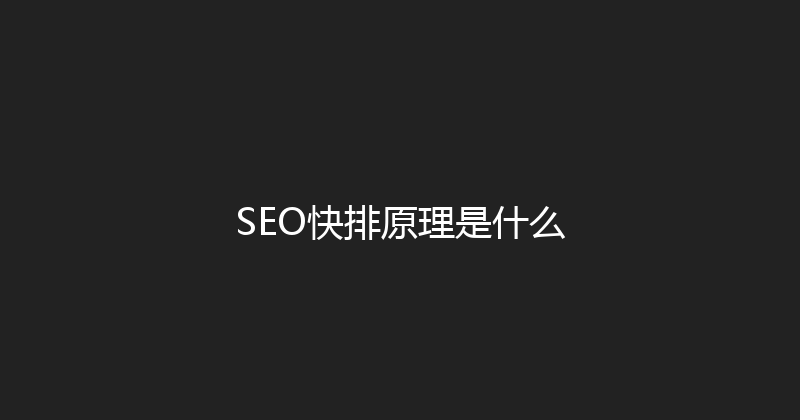 SEO快排原理是什么 封面图